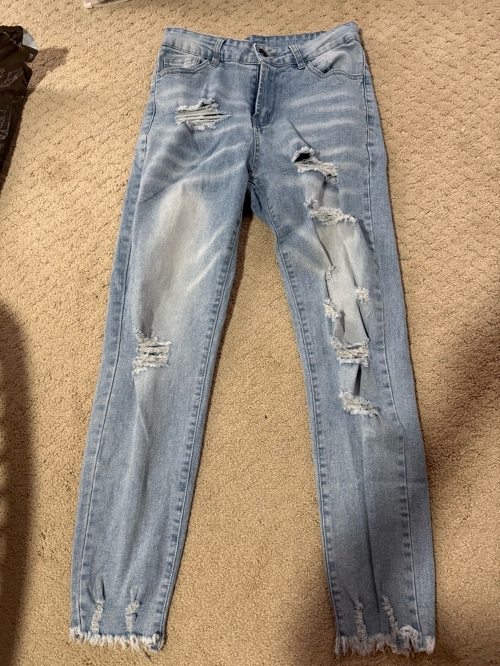 Amazon Light Blue Distressed Straight Leg Jeans